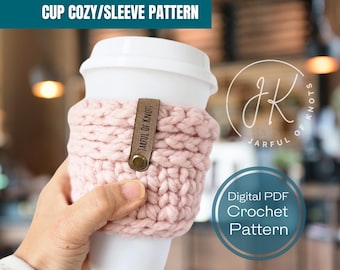 Häkelanleitung, Coffee Cup Cozy/Ärmel-Muster, Schnelle Häkelprojekte, Scrap Yarn häkeln, Cup Cozy häkeln, Geschenkideen für Lehrer