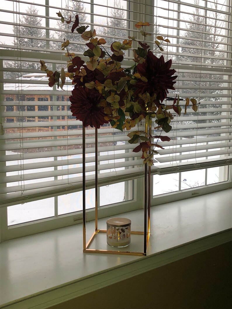 Gold Centerpieces Vase/Metal Frame/Tall Stand/ Four Rod Stand/ Etsy