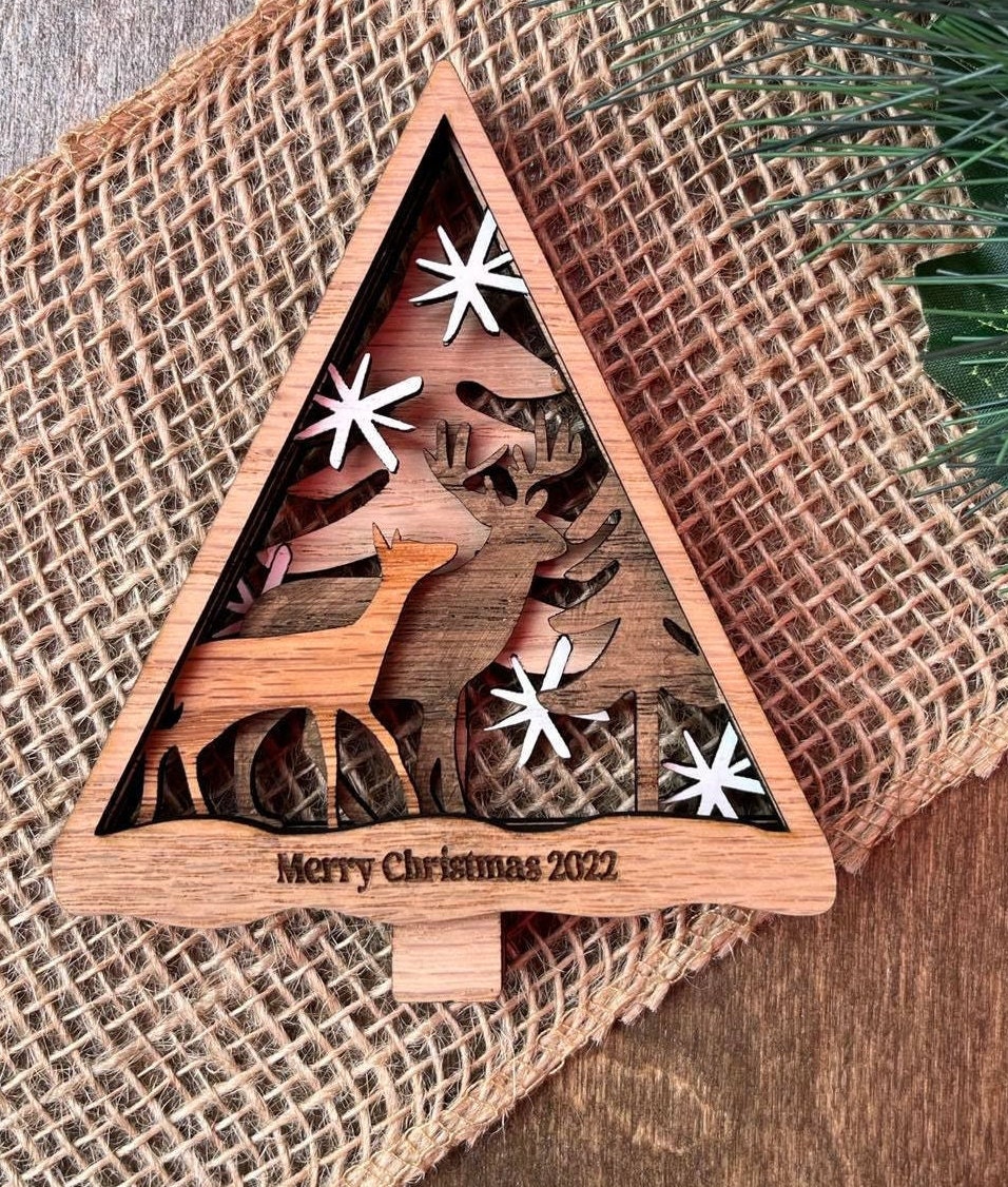 Wilderness Wood Christmas Ornaments Personalized, Christmas