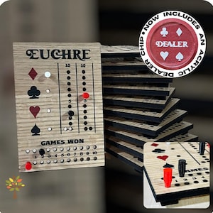 Tableau de pointage Euchre, jeton du croupier, jeu de cartes, soirée jeux, atout