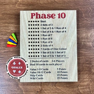 Phase 10 Game Scoreboard, Family Game Night, Phase 10,Game Night