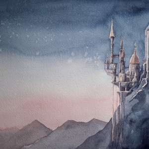 Original Watercolor Painting &quot;Castle of the Two Brave Ones&quot;