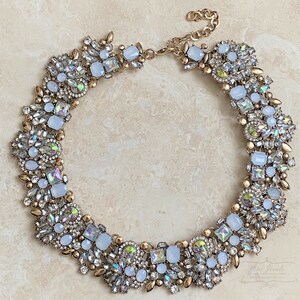 White & Gold Statement Bib Necklace