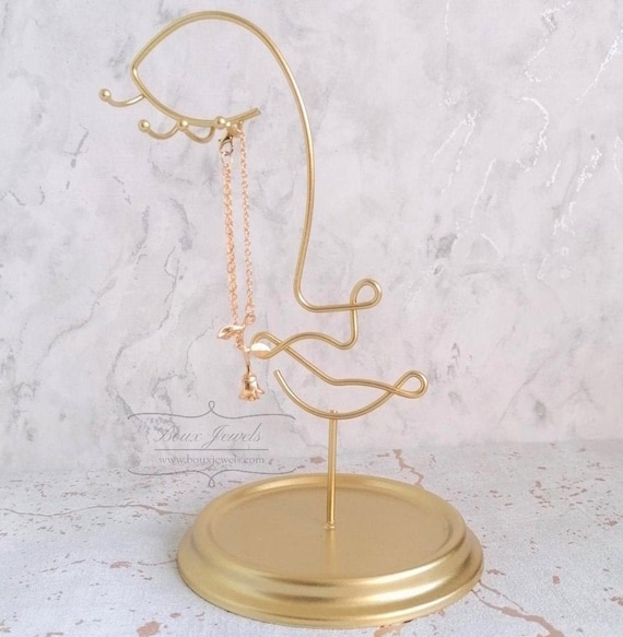 Wire Gold Half Face Abstract Jewellery Stand Jewelry Holder