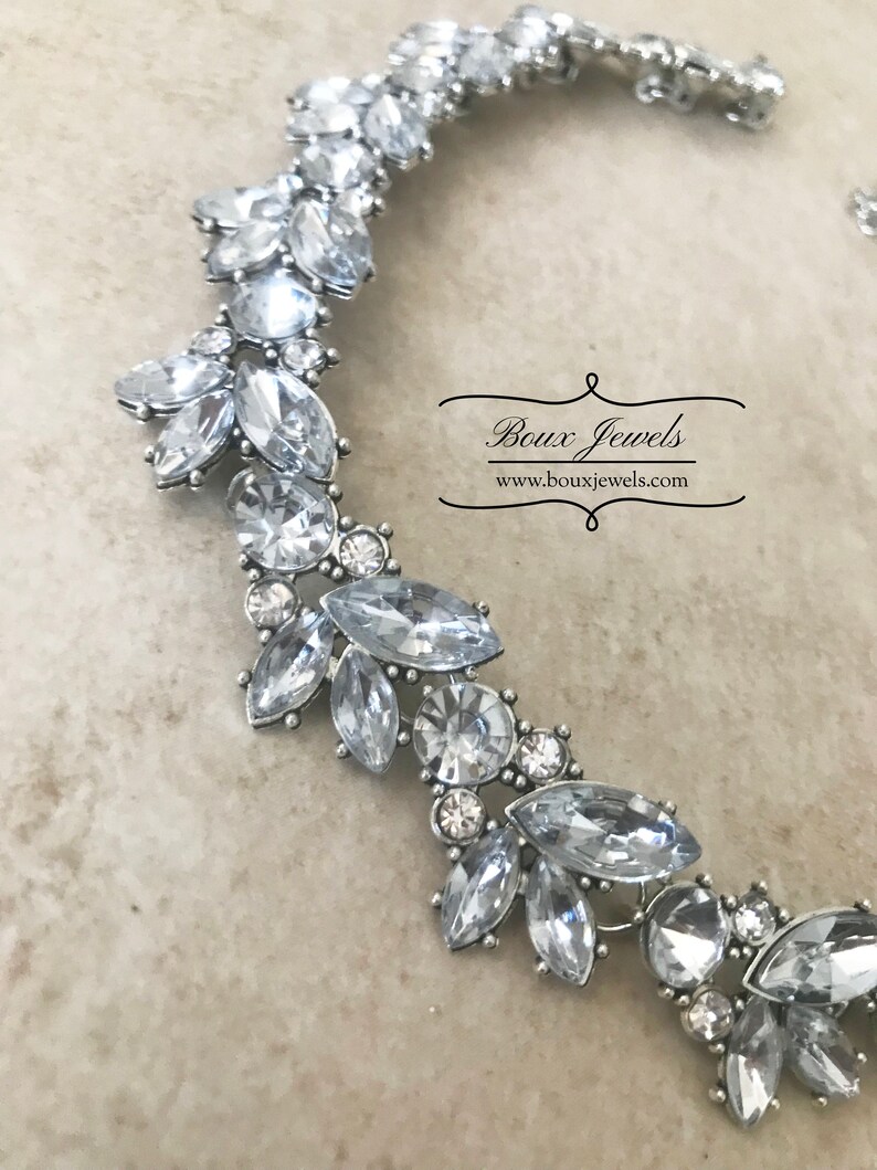 Statement Necklace Boux Jewels Simple Rhinestone Floral Necklace