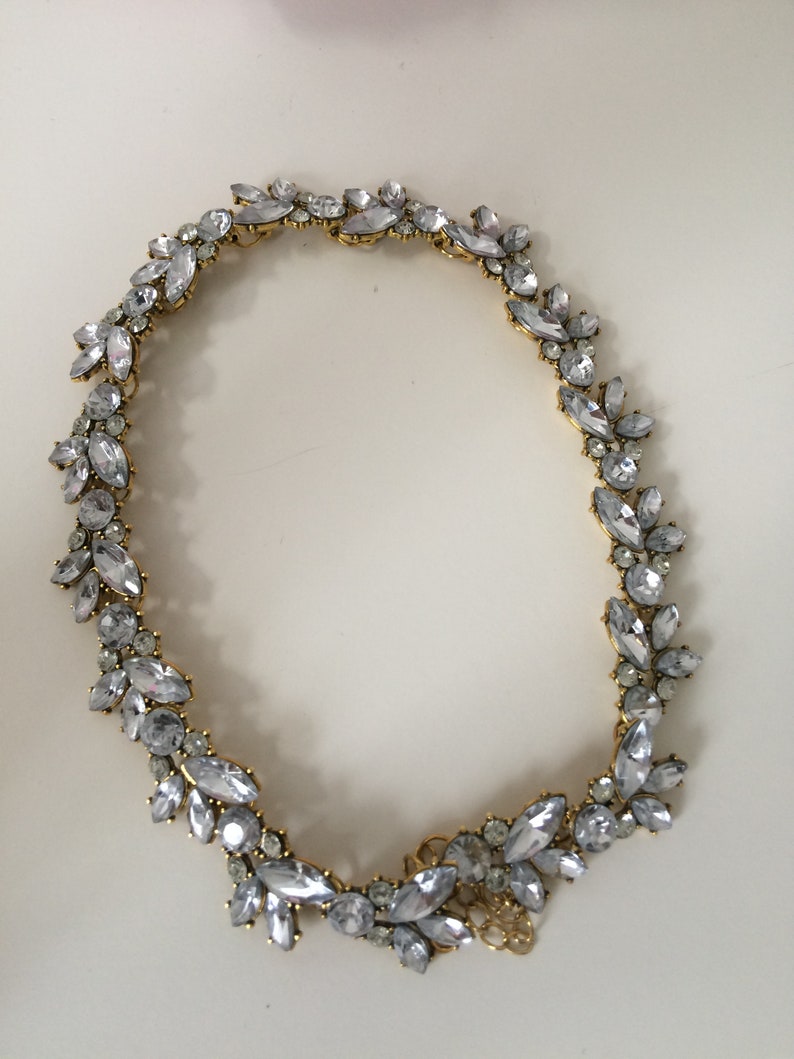Statement Necklace Boux Jewels Simple Rhinestone Floral Necklace