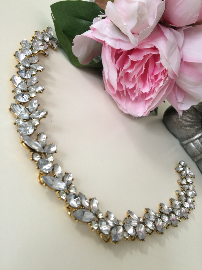 Statement Necklace Boux Jewels Simple Rhinestone Floral Necklace