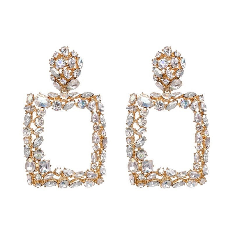 Large Square Drop Statement Earrings 
