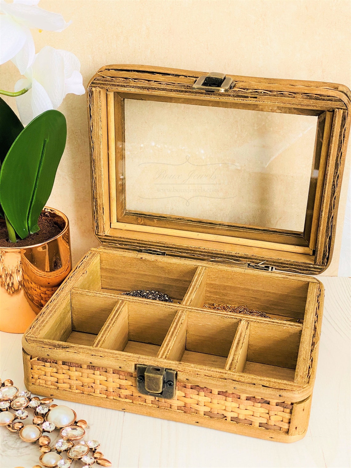 Brown Rattan Jewellery Box Jewellery Storage Etsy