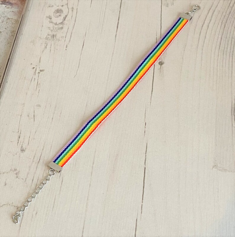 Rainbow Ribbon Cotton Bracelet l Adjustable l 18cm