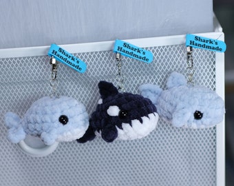 Shark, whale & orca keyring plushie amigurumi crochet toy keychain Haj birthday gift oceanic Ocean sea animal christmas gift Sharks Handmade