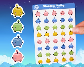 Stardew Valley Junimo - sticker sheet sticker pack birthday gift pc nintendo switch cozy farming game gaming merch nerdy - Sharks Handmade