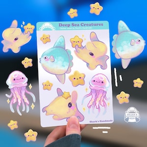 Sea Creatures stickers - sunfish sticker jellyfish dumbo octopus cute ocean animals stickers for water bottles laptop decal SharksHandmade