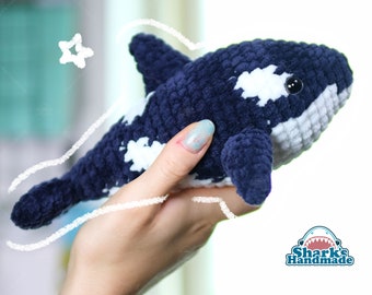 Orca plushie - amigurumi crochet toy - killerwhale späckhuggare gosedjur birthday gift födelsedagspresent Ocean sea animal - Sharks Handmade