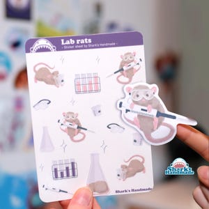 Lab rats sticker sheet - Translucent stickers - sticker pack - chemistry biology laboratory school supplies nerdy geek - Sharks Handmade