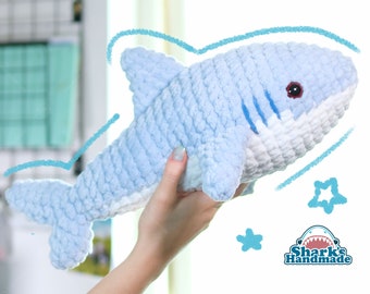Big Shark plushie - amigurumi crochet toy megalodon - Haj gosedjur birthday gift födelsedagspresent Ocean sea animal - Sharks Handmade