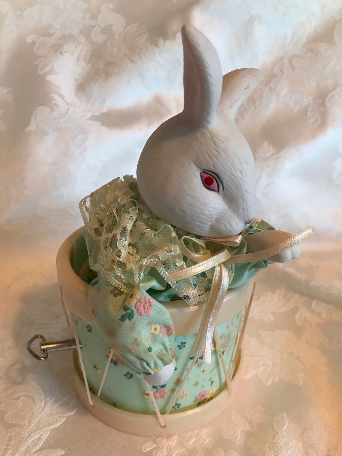 Musical White Rabbit in a Drum Etsy