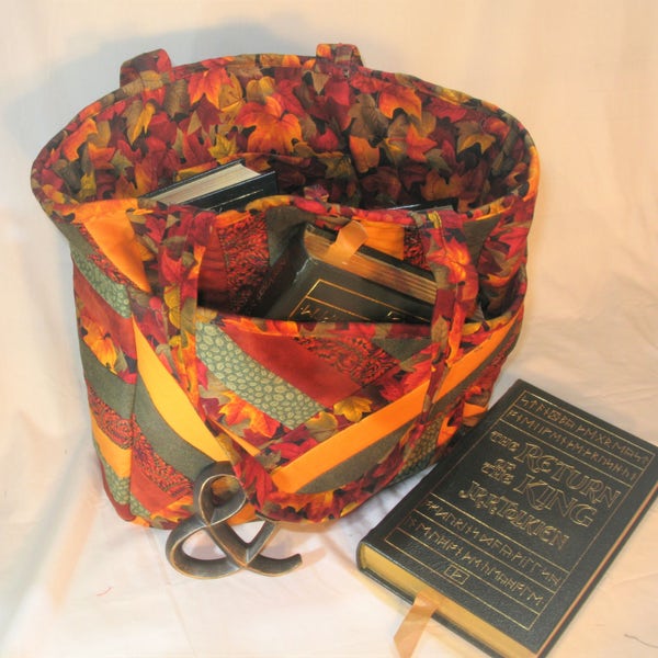 Handmade Quilted Bag, Fall Quilted Tote, Book Bag, Autumn Leaves, Purse, Tote, Travel Bag, Carry-on, Diaper Bag, Sweater Bag, Craft Tote