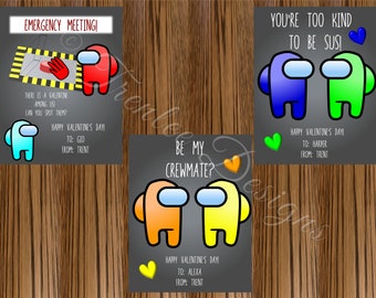 Among Us Valentine Cards, Instant Download Printable Kids Valentine ...