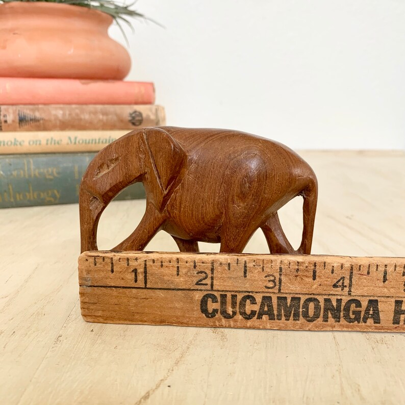 Vintage Small Wood Carved Elephant
