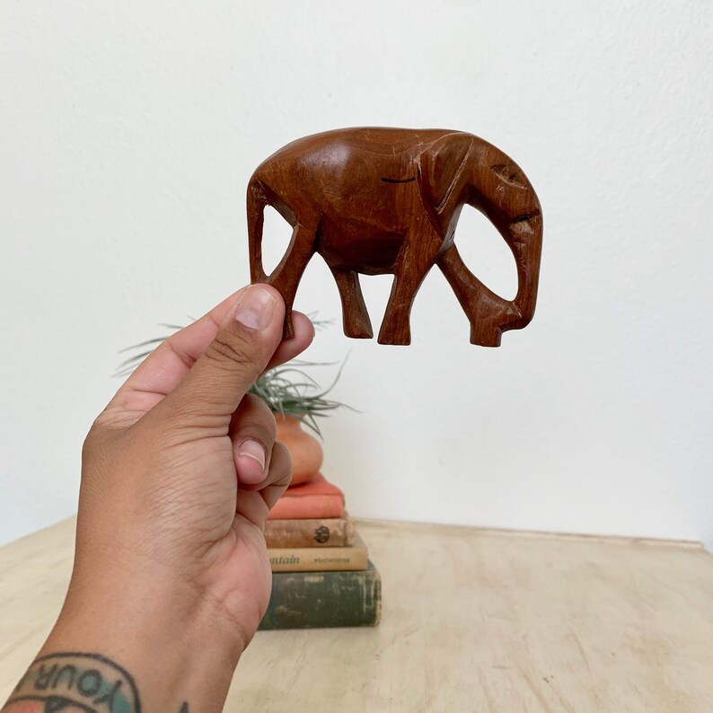 Vintage Small Wood Carved Elephant