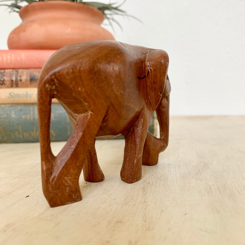 Vintage Small Wood Carved Elephant