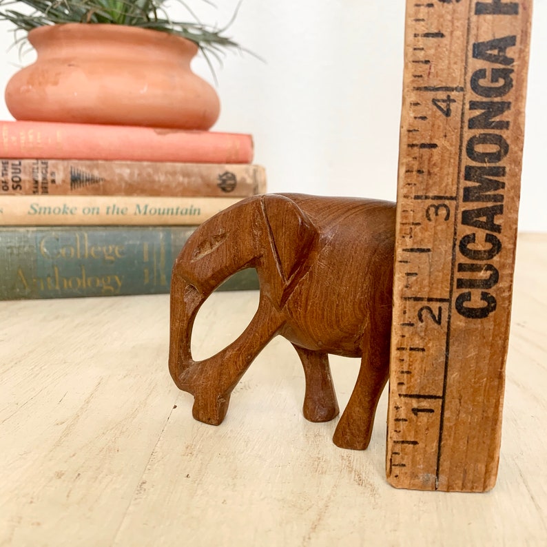 Vintage Small Wood Carved Elephant