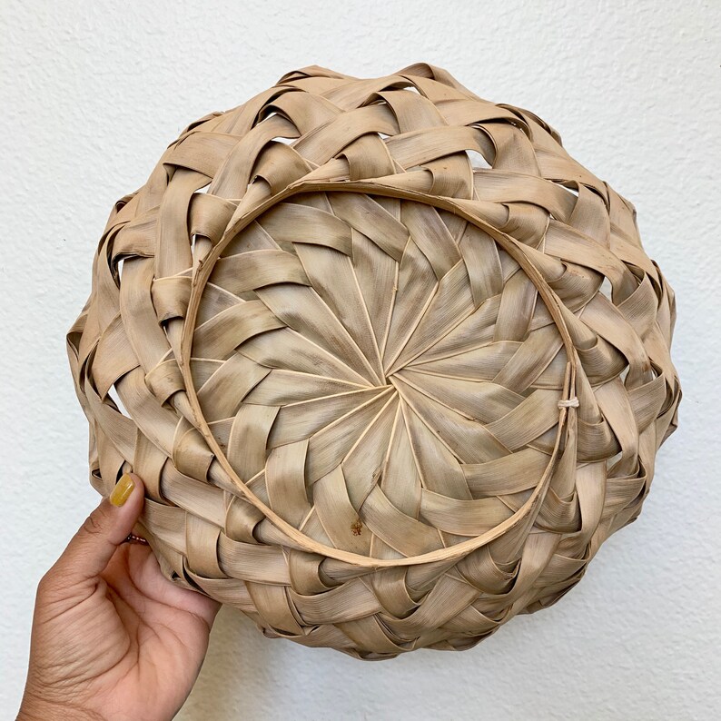 Vintage Hand Woven Palm Frond Basket / Boho Wall Decor Etsy