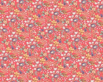 Farm Meadow, Tiny Floral, Red , Clare Therese Gray, Windham Fabrics, 52797-13