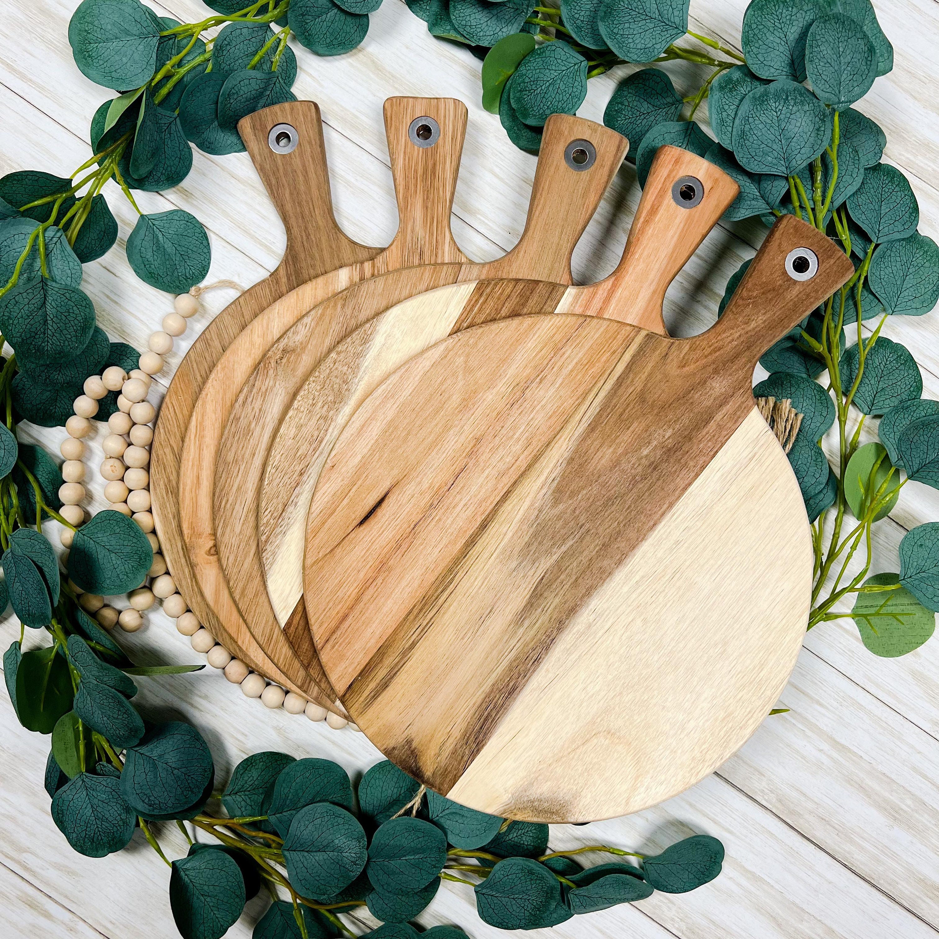 D-GROEE 6Pcs/Set Mini Wooden Cutting Board Craft with Handle