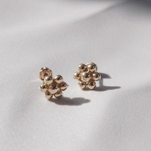 Daisy Earrings, 14k Solid Gold Bedas Flower, Everyday Earring, Flower Earrings, Gift, Screw Back Baby Kids Earrings Studs first piercing