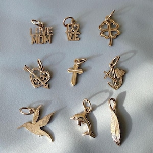14k Solid Gold Hummingbird Charm Pendant, Dainty Real Gold Bird Necklace Charm image 5