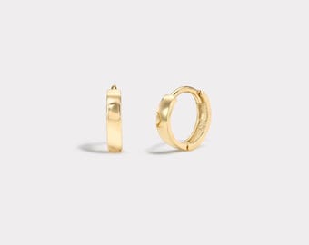 Gold Small Hoops, Minimalist Simple Huggie Hoop Earrings,Plain Hoops for Everyday Earrings, 14k Solid Gold Huggies, Classic Earrings for Her