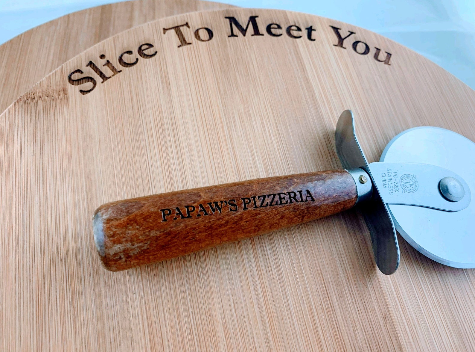 Personalized Pizza Cutting Board & Slicer Custom Pizzeria Etsy