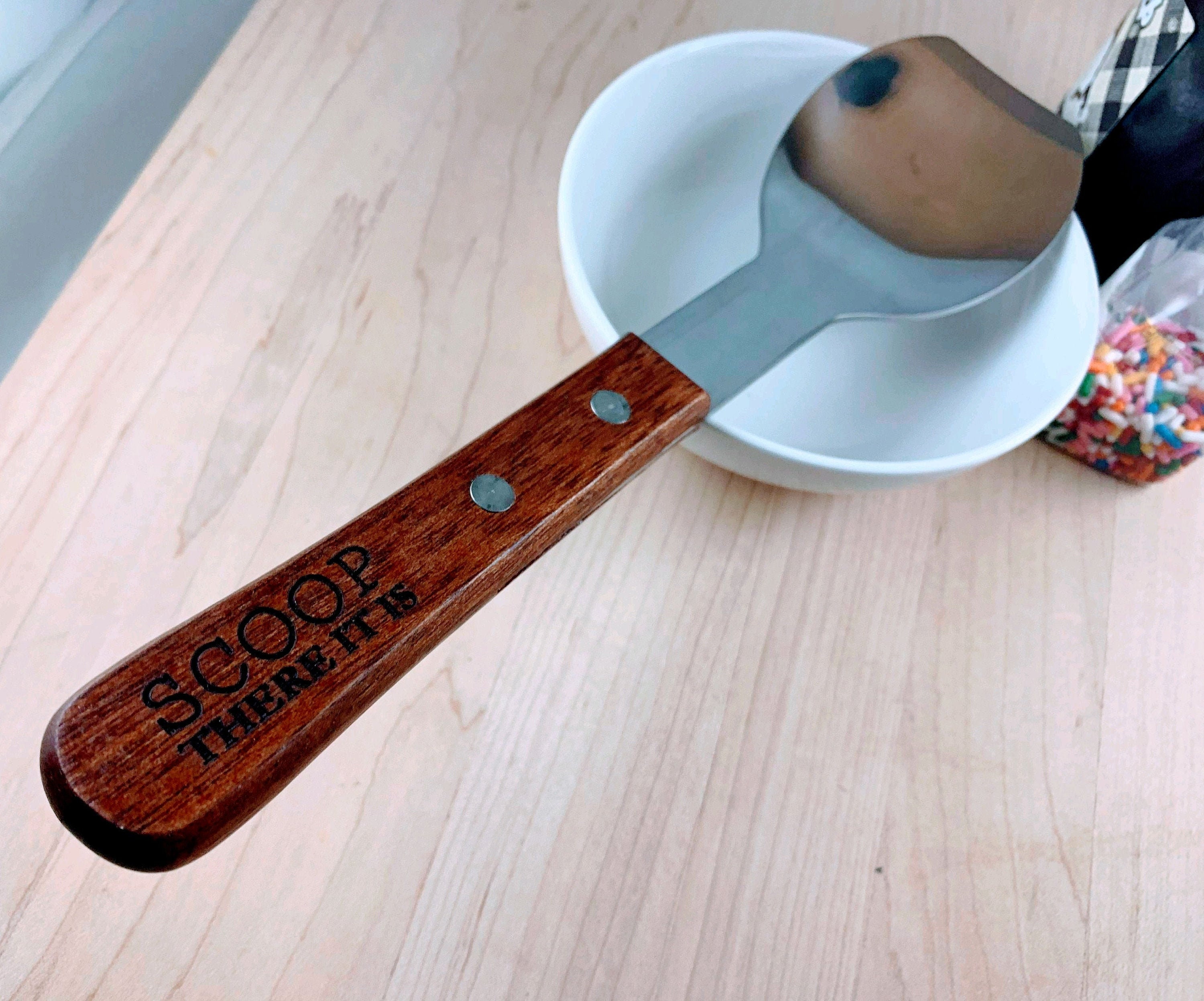 Aspire Stainless Steel Ice Cream Scoop, Ice Cream Spade Spoon, with Wood  Handle 
