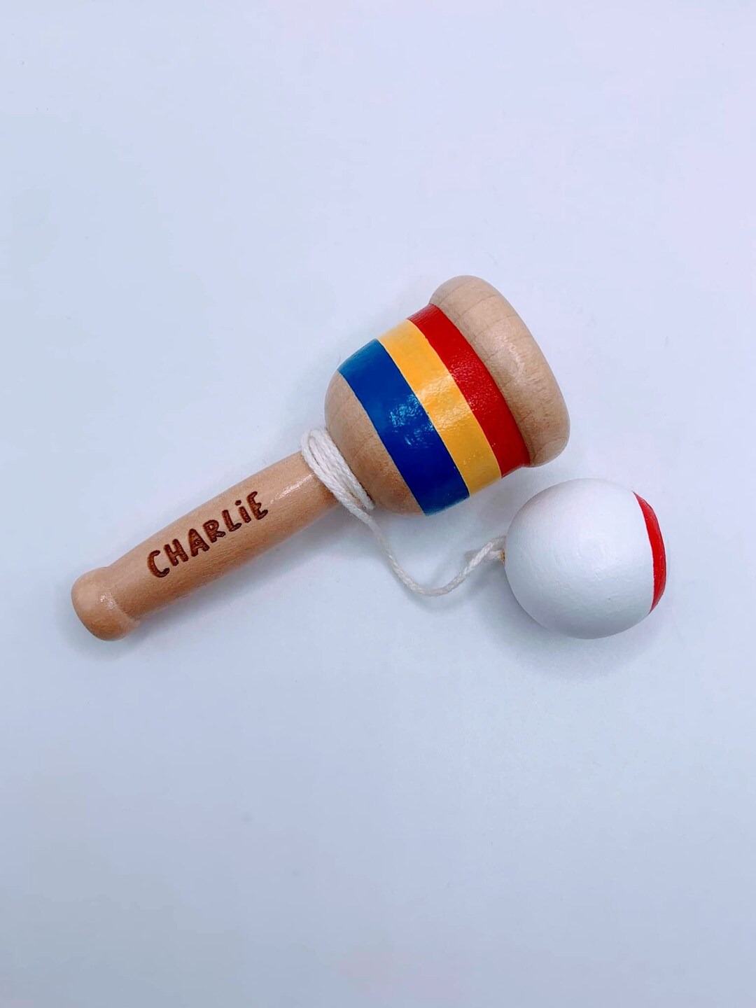 Personalized Ball and Cup Game, Custom Wood Ball Toss, Engraved Kids