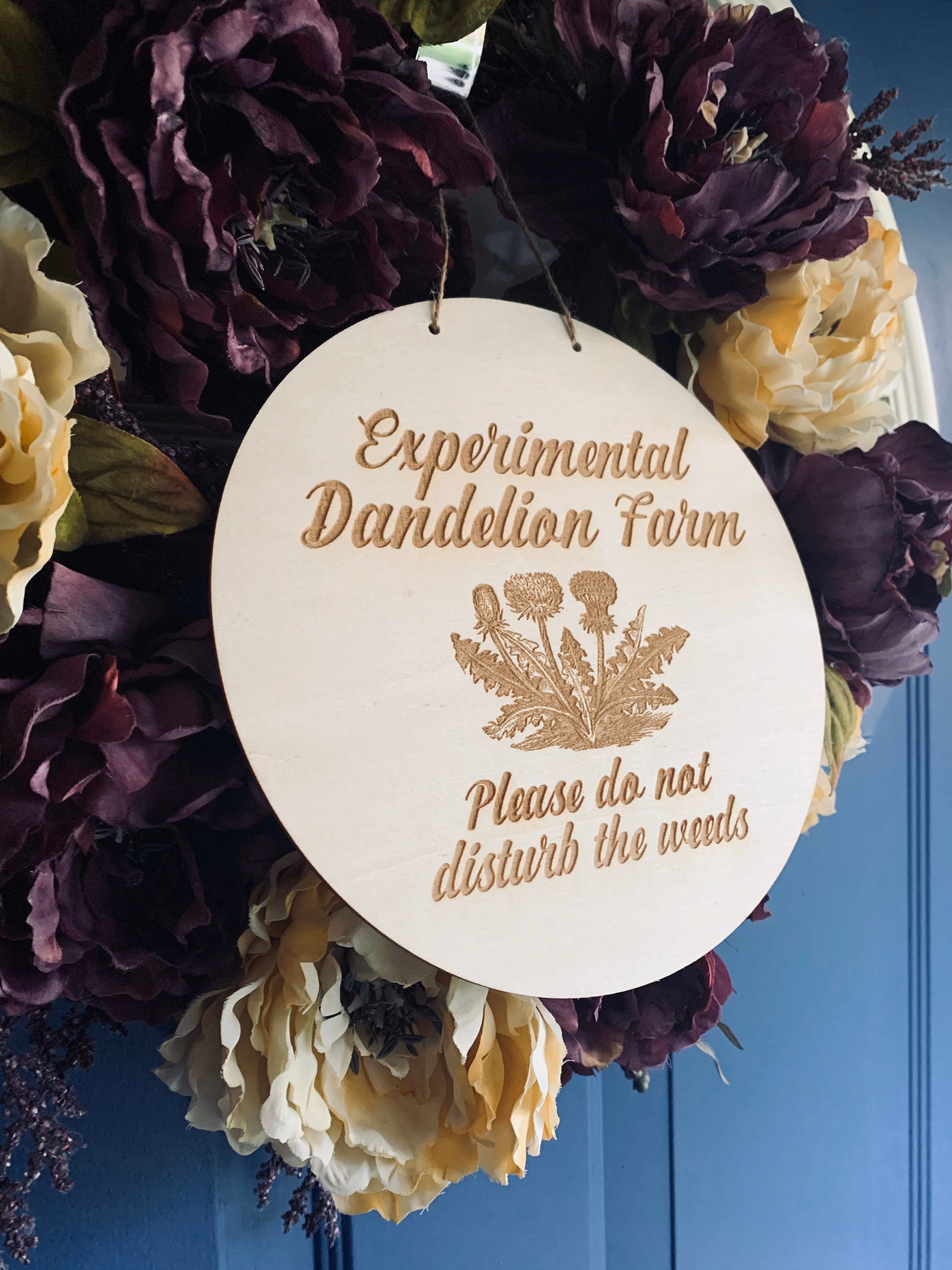 Dandelion Garden Sign Funny Front Door Sign Wall Decor | Etsy