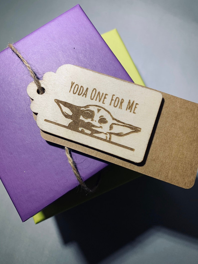 Baby Yoda Wooden Gift Tag Gift for him Gift for her Baby Etsy