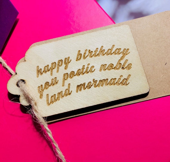 HAPPY BIRTHDAY WOODEN GIFT TAG PINK