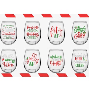 Christmas Wine Glasses, Winter Wine Glasses, Stemless Wine Glass ...