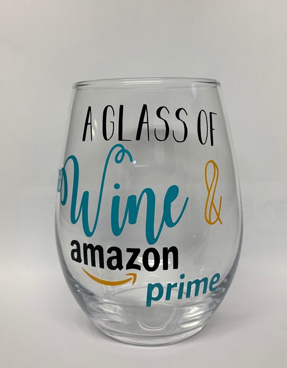 A Glass of Wine & Amazon Prime Stemless Wine Glass Etsy