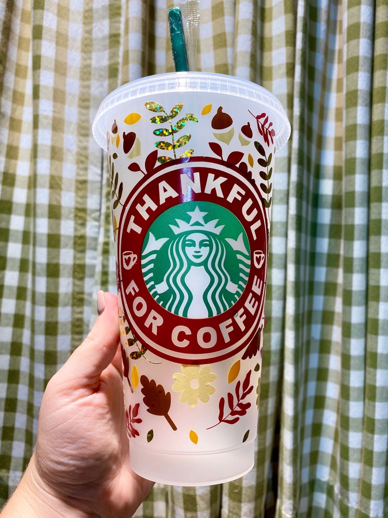 Autumn Starbucks Cup Fall Starbucks Tumbler Thankful For Etsy
