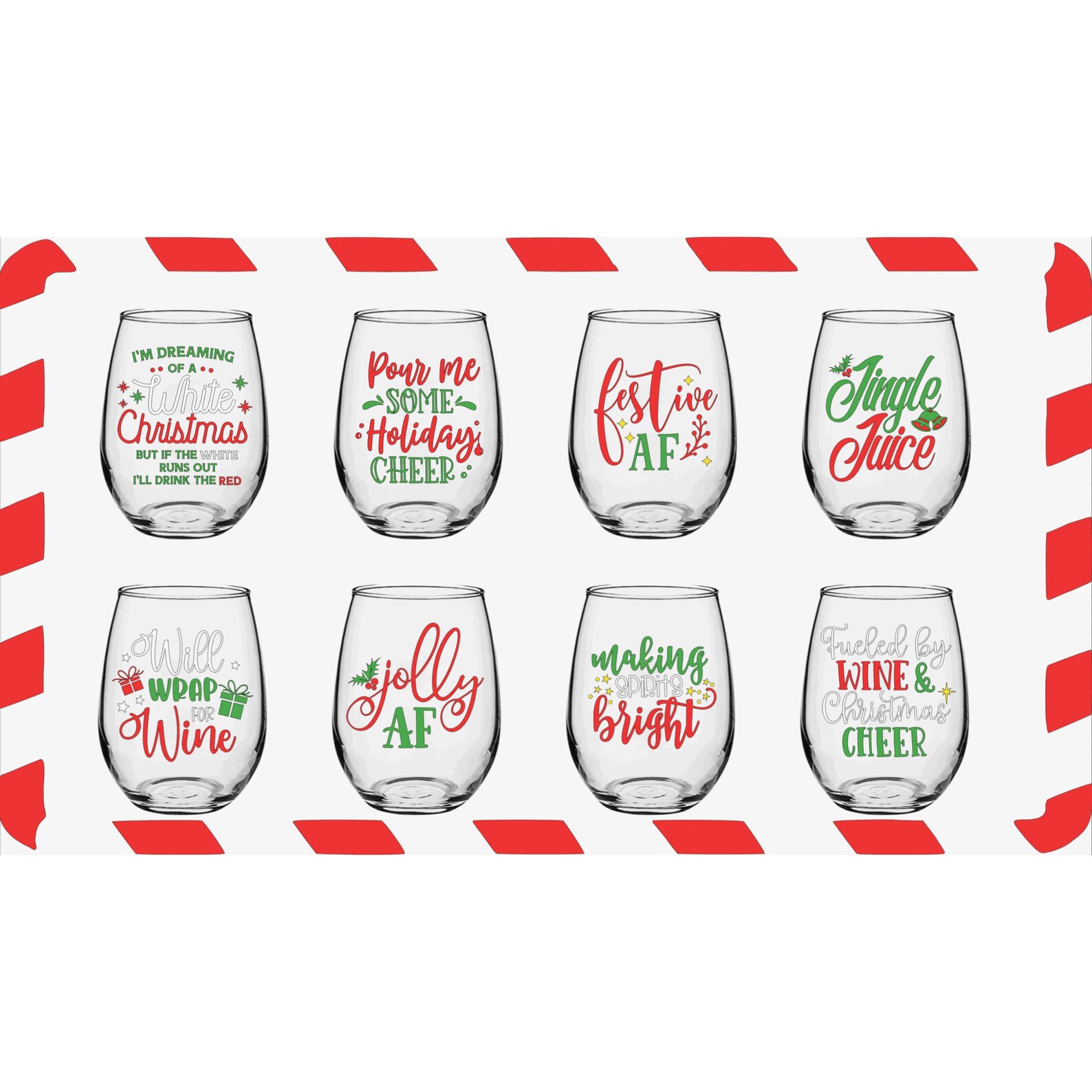 Christmas Wine Glasses Winter Wine Glasses Stemless Wine Etsy