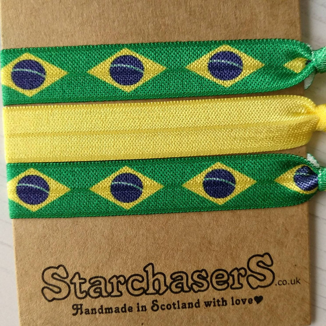 Brazil Flag Hair Tie Pack of 3. Bright and Colourful Etsy