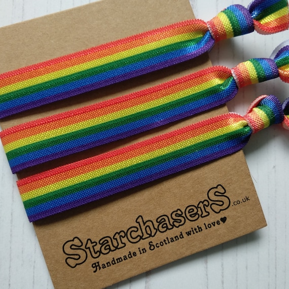 Rainbow Hair Ties Pack Of 3 No Snag Soft Hair Elastic Or Etsy