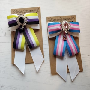 LGBTQ+ Flag Ribbon Brooch - Sparkly Pride Neck Accessory