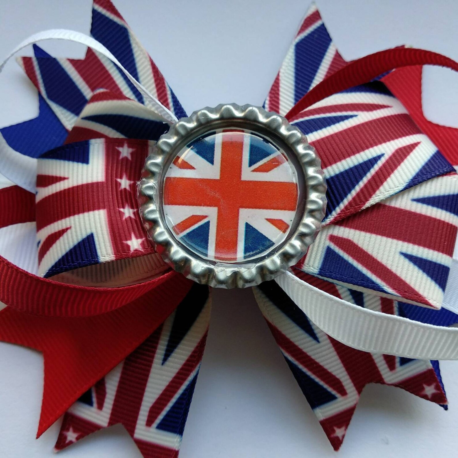Union Jack Flag Hair Bow, Beautiful Large Bow With British Flag Theme