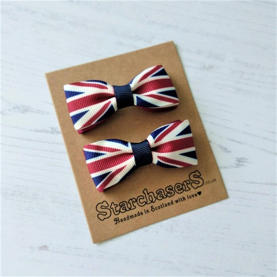 British Flag Hair Clips Pair of Small Handmade Union Flag Etsy UK