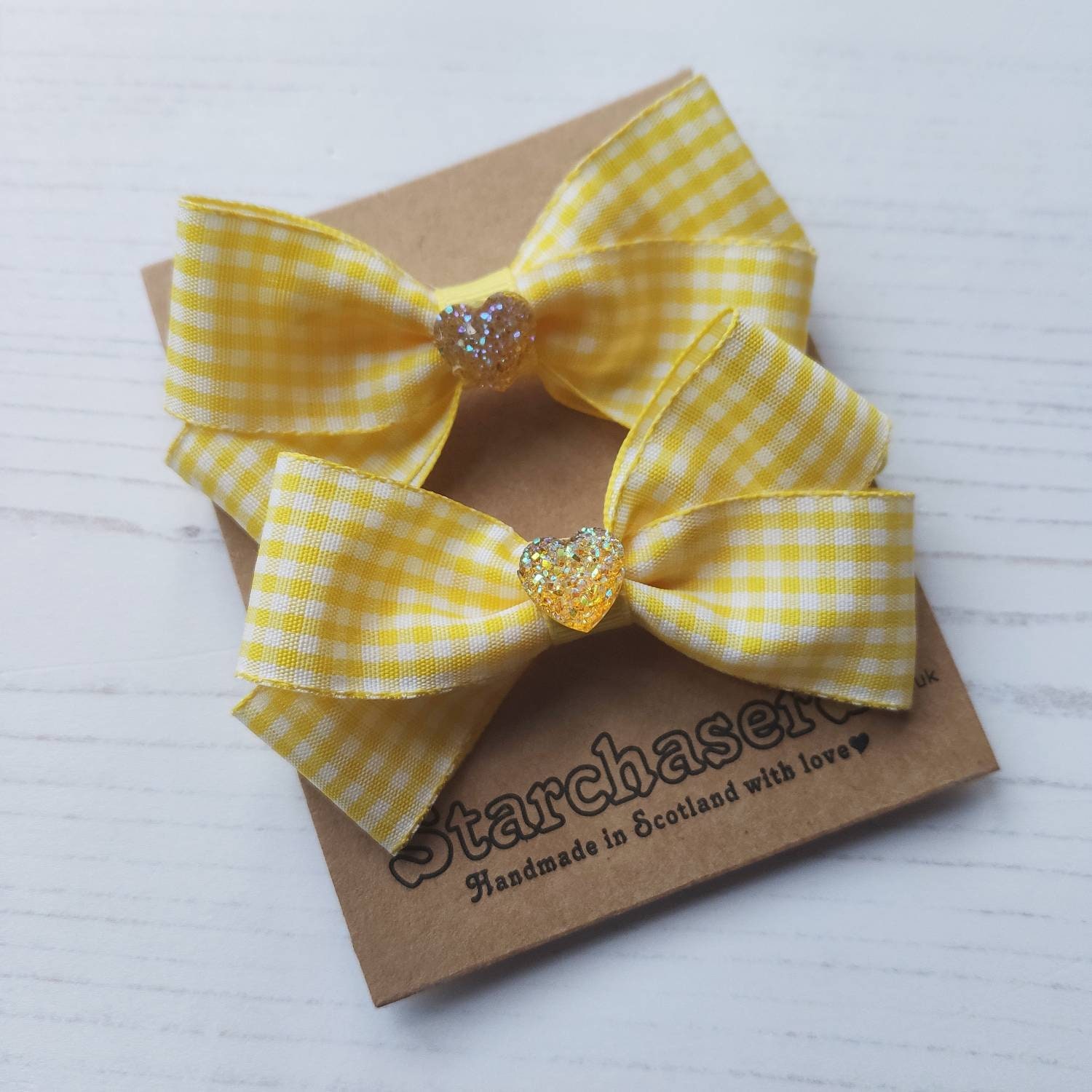 Gingham School Hair Bows on Ponytail Elastic or Clips Pack of | Etsy