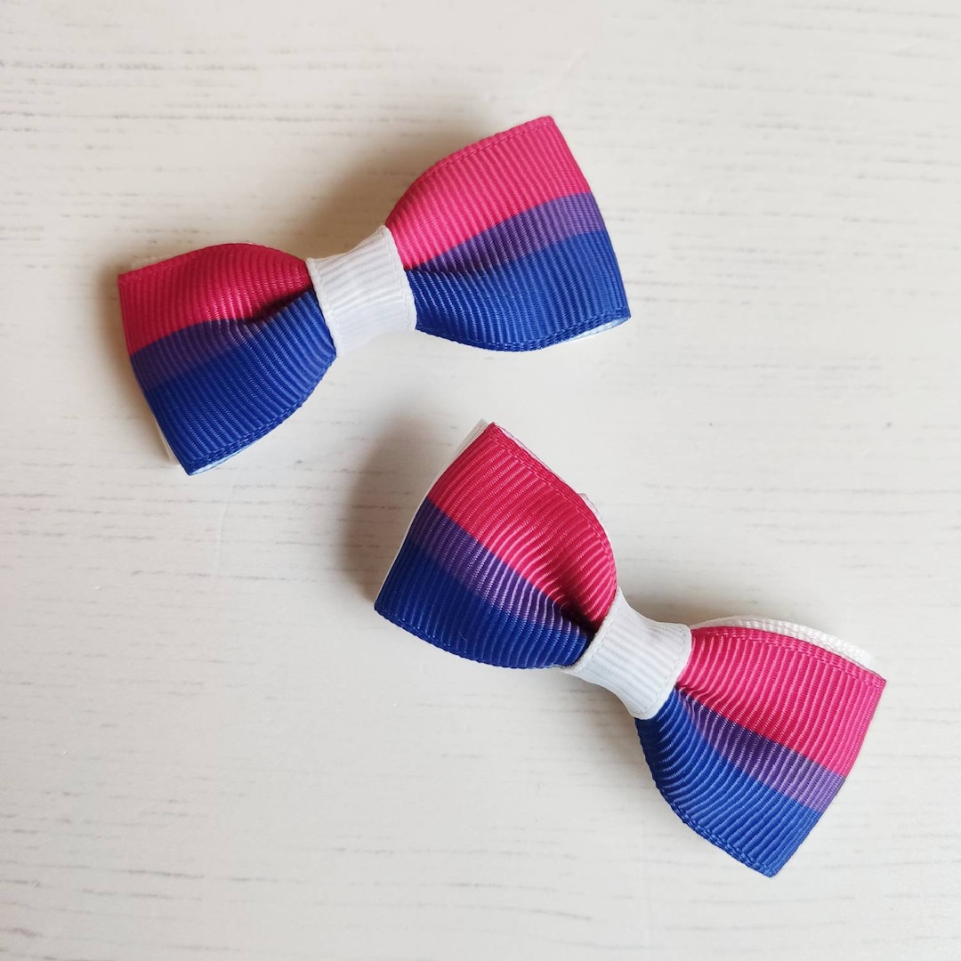 Bisexual Pride Hair Bows - Small Ribbon Bows, Pack of 2 - Etsy